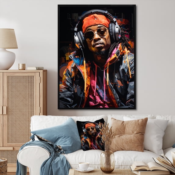 Designart "Bold Fusion Exploring Hip Hop in Music I" Portrait Floater Framed Canvas Print