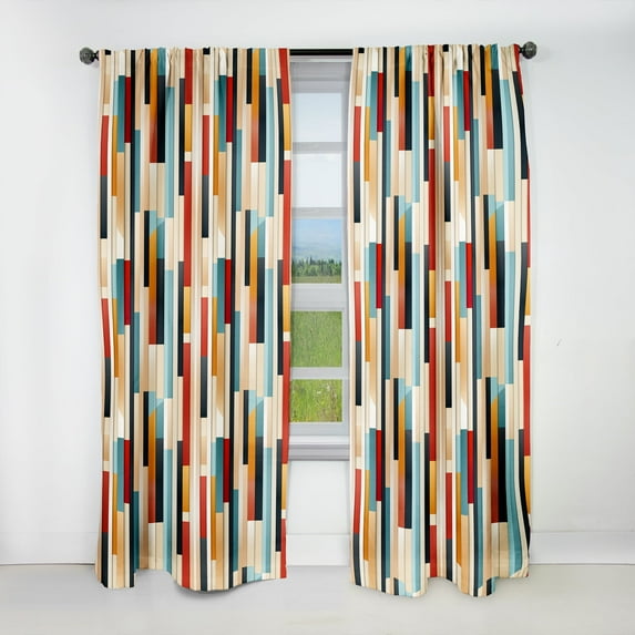 Designart "Bold Modern Stripes" Striped Blackout Room Darkening Curtain Single Panel