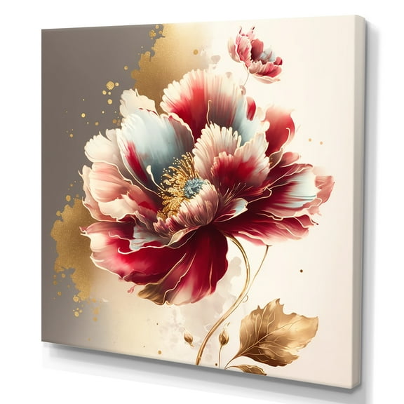 Designart Bold Red Floral Design II Canvas Wall Art