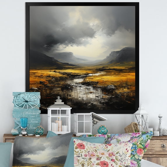 Designart "Bold Storm Dark Drama Unleashed II" Landscapes Floater Framed Wall Art Print