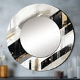 thumbnail image 1 of Designart "Bold Stripes Gold Black Composition" Cubism Rund Mirror For Wall Decor - Large Gold Round Print Mirror - Round Modern Mirror - Wall Mounted Round Large Mirror - 23" x 23", 1 of 6