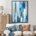 thumbnail image 1 of Designart "Bold Stripes In Contemporary Bluebell" Abstract Painting Floater Framed Wall Art Living Room, 1 of 5