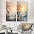 thumbnail image 1 of Designart "Bold Sunrise magic Renewal II" Sunrisesunset Wall Art Set Of 2 - Yellow Landscapes Gallery Set For Office Decor, 1 of 7