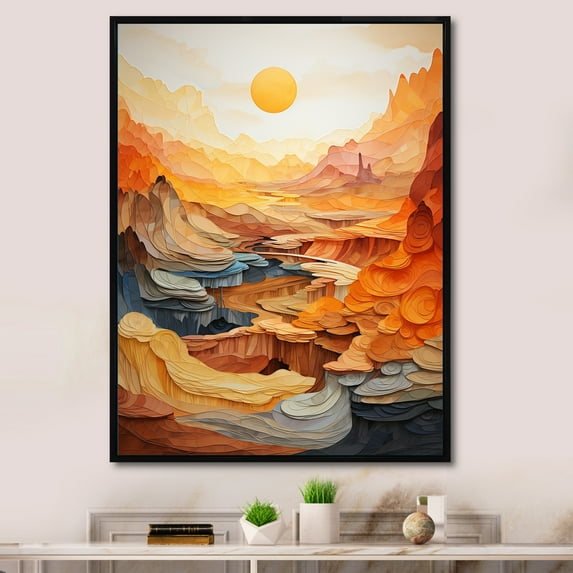 Designart "Bold horizon Canyon Desert II" Landscape & Nature Floater Framed Wall Decor
