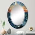 thumbnail image 1 of Designart "Boldness of the Azure River I" Modern Round Wall Mirror - Landscapes Oval Printed Decorative Oversized Mirror - Multiple Color Options, 1 of 4