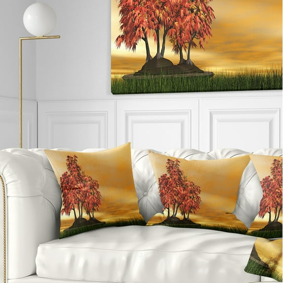Designart Bonsai Landscape - Photography Throw Pillow - 16x16