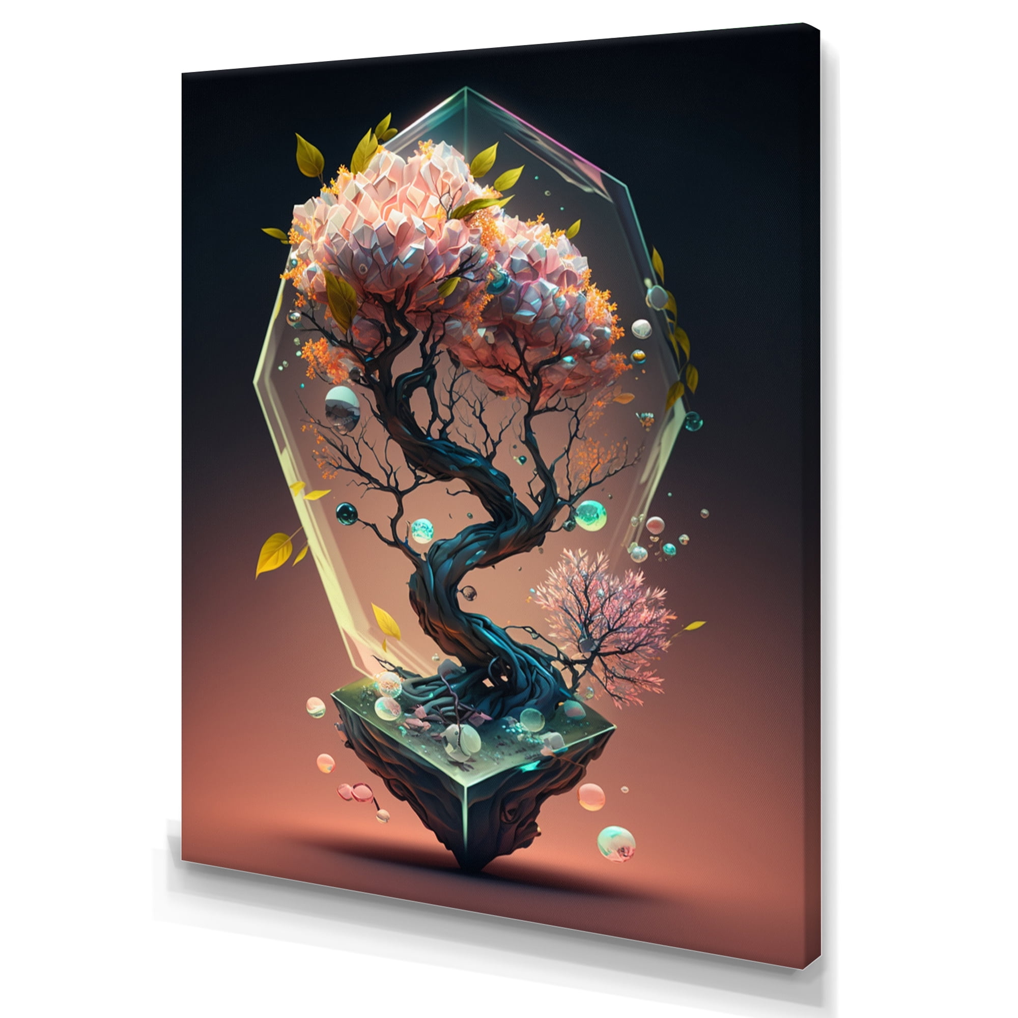 Designart Bonsai Tree Hexagon I Canvas Wall Art