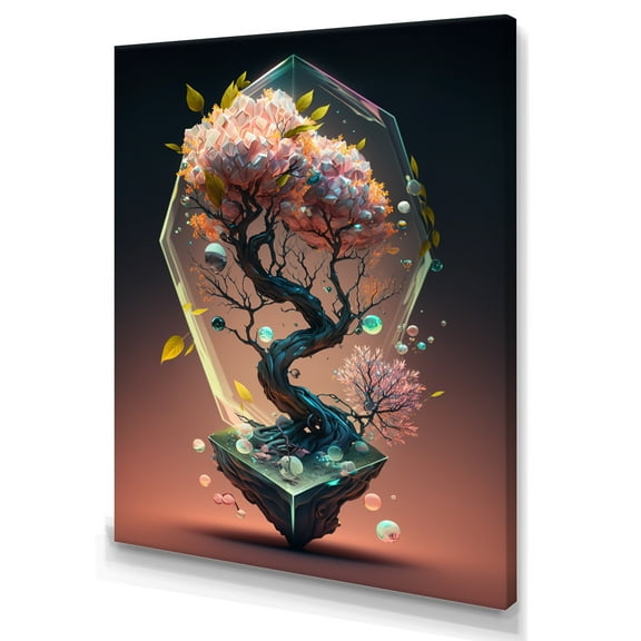 Designart Bonsai Tree Hexagon I Canvas Wall Art