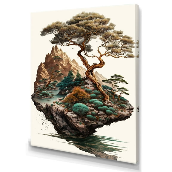 Designart Bonsai Tree On A Rock II Canvas Wall Art