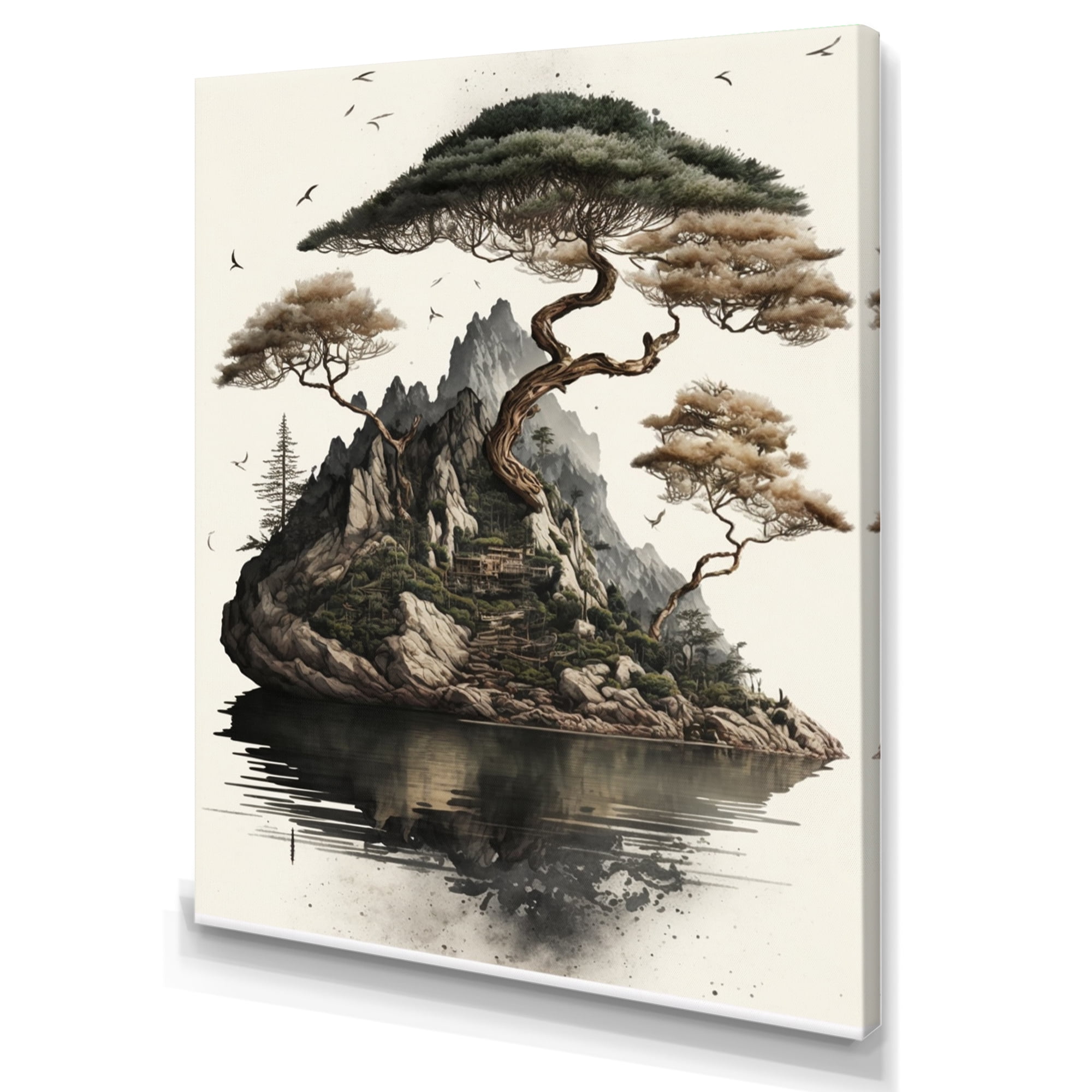 Designart Bonsai Tree On A Rock IV Canvas Wall Art