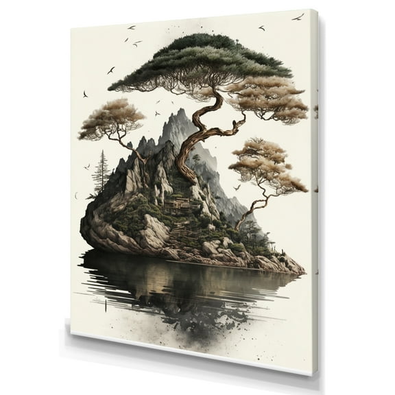 Designart Bonsai Tree On A Rock IV Canvas Wall Art
