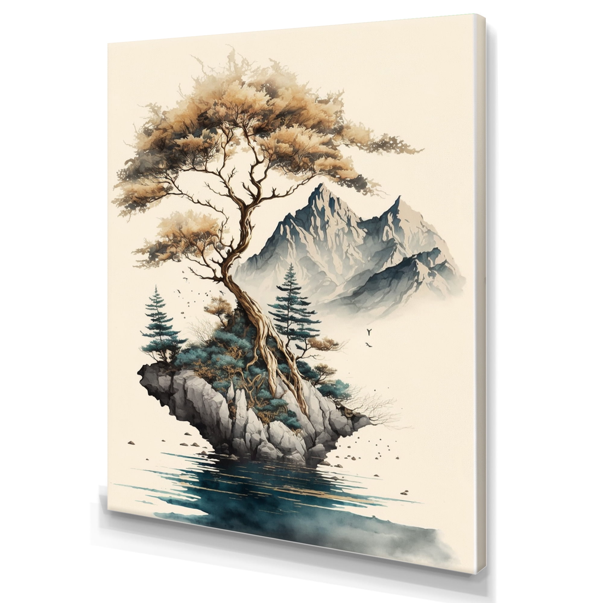Designart Bonsai Tree On A Rock V Canvas Wall Art