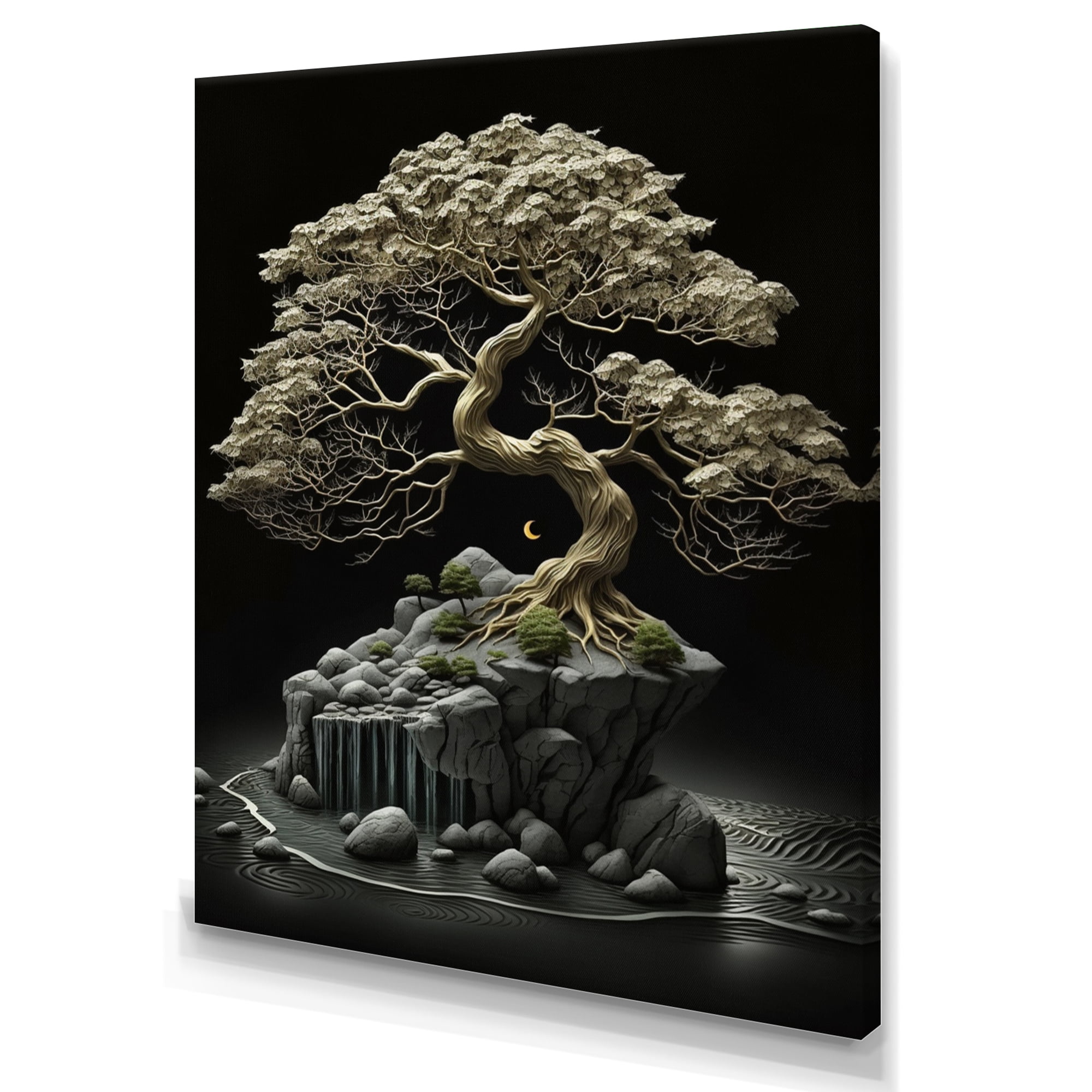 Designart Bonsai Tree On Rocks I Canvas Wall Art