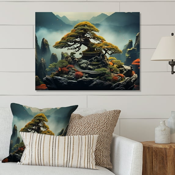 Designart "Bonsais Wisdom Asian beauty III" Asian Metal Art Print