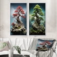 thumbnail image 1 of Designart "Bonsais Wisdom Asian beauty VI" Asian Art Framed Wall Art Set Of 2 - Red People Framed Wall Art Set Of 2, 1 of 7