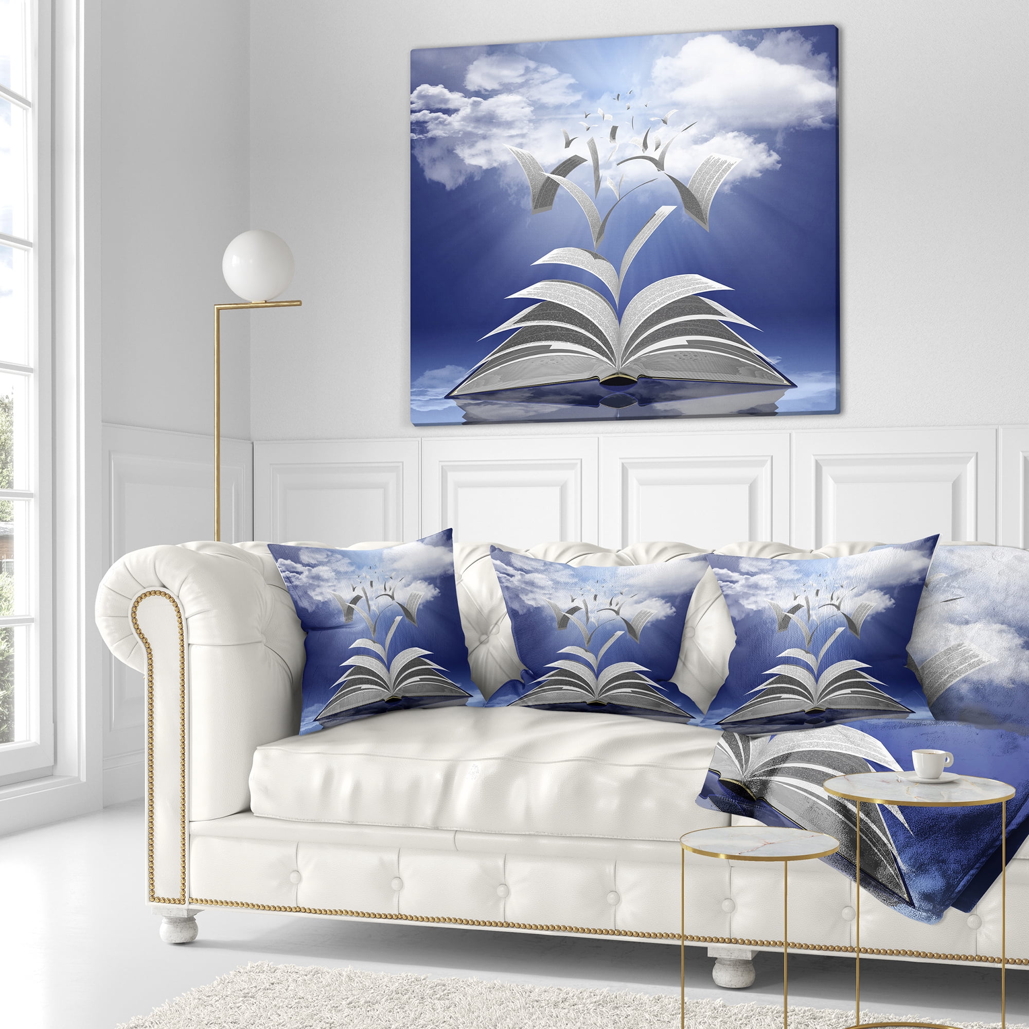 Designart Book Pages Skyward - Abstract Throw Pillow - 16x16