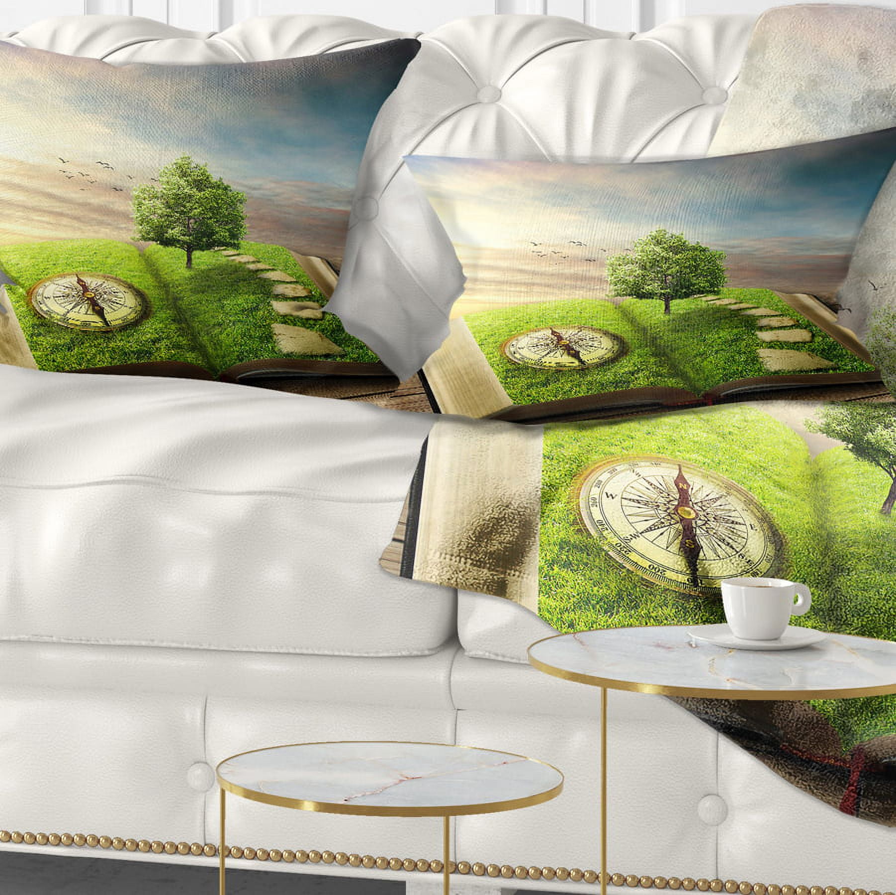 Designart Book of Life with Greenery - Landscape Printed Throw Pillow - 12x20
