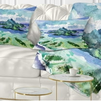 Designart Bora Bora Vector Illustration - Cityscape Painting Throw Pillow - 12x20