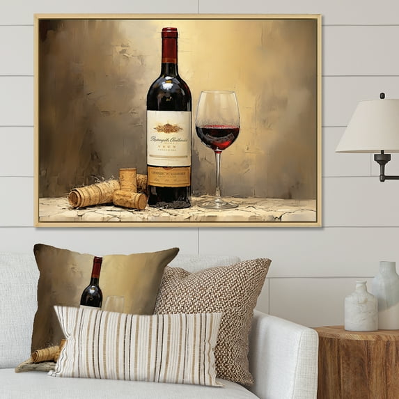 Designart "Bordeaux Symphony Of Balance I" Wine Floater Framed Canvas Art Print