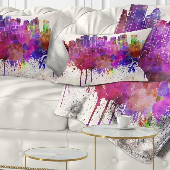 Designart Boston Skyline - Cityscape Throw Pillow - 12x20