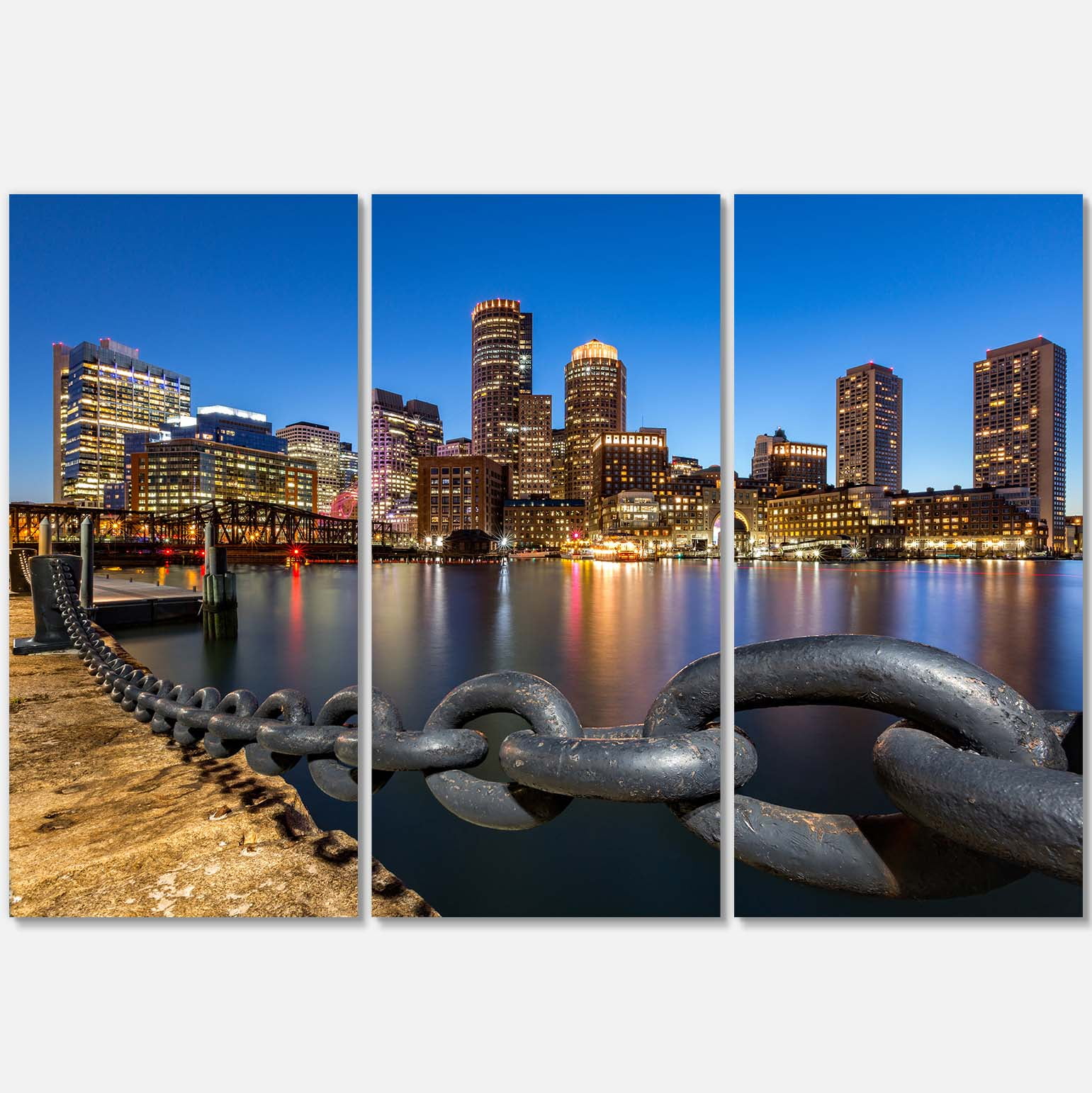 Designart 'Boston Skyline at Dusk ' Cityscape Photo Canvas Print