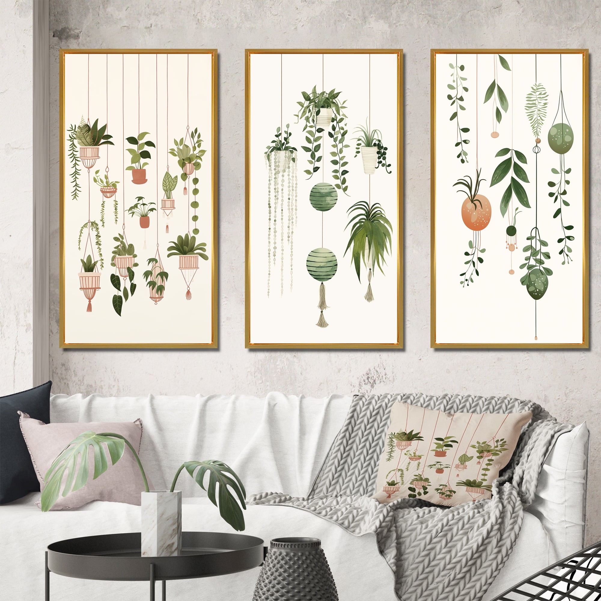 Designart "Botanical Bliss Joyful Hanging Houseplants I" Abstract