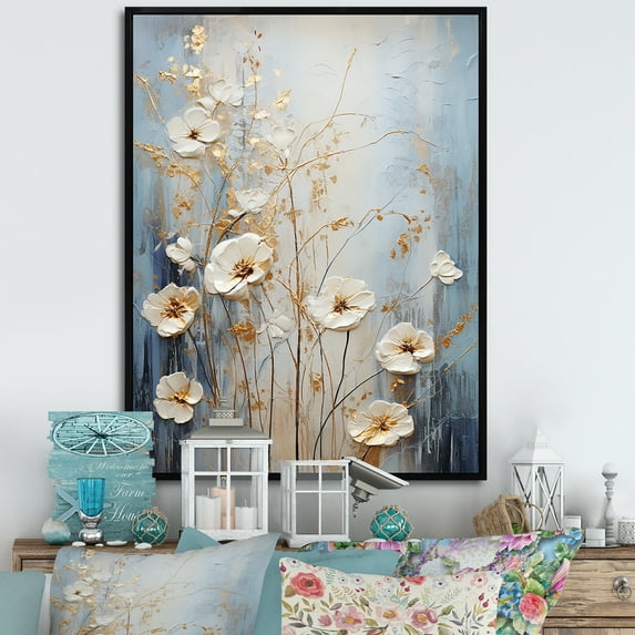 Designart "Botanical Delights Of Wildflowers I" Wildflowers Floater Framed Wall Art Prints