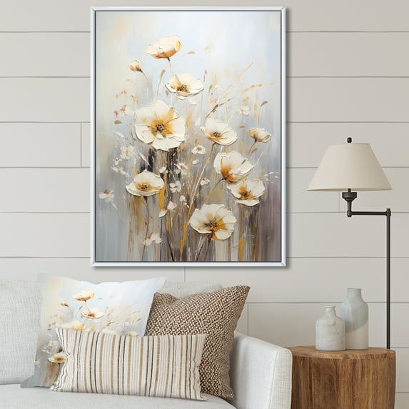 Designart "Botanical Delights Of Wildflowers III" Wildflowers Floater Framed Canvas Wall Art