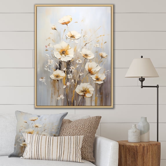 Designart "Botanical Delights Of Wildflowers III" Wildflowers Floater Framed Canvas Wall Art