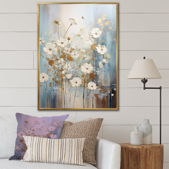 Designart "Botanical Delights Of Wildflowers" Wildflowers Floater Framed Canvas Art Print