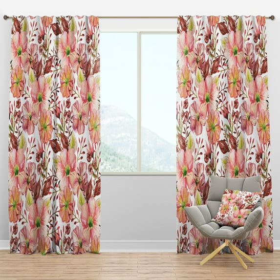 Designart 'Botanical Floral Retro II' Mid-Century Modern Blackout Curtain Panel