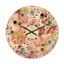 Designart 'Botanical Floral Retro II' Mid-Century Modern Wood Wall Clock