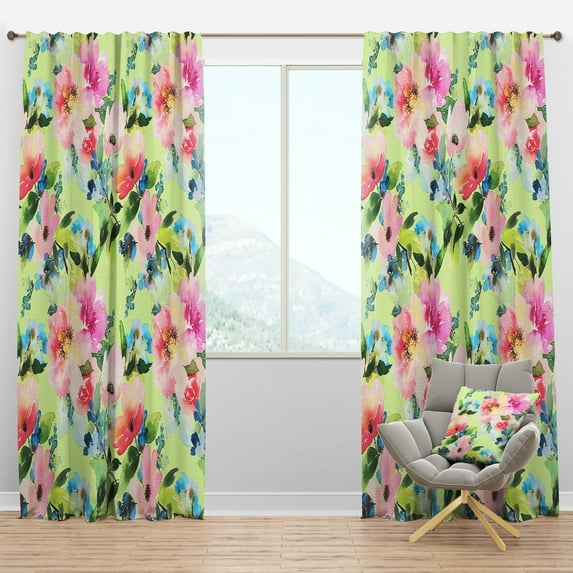 Designart 'Botanical Floral Retro IV' Mid-Century Modern Blackout Curtain Panel