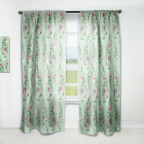 Designart 'Botanical Floral Retro IX' Mid-Century Modern Curtain Panel