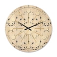 thumbnail image 1 of Designart 'Botanical Floral Retro Pattern I' Mid-Century Modern Wood Wall Clock, 1 of 5