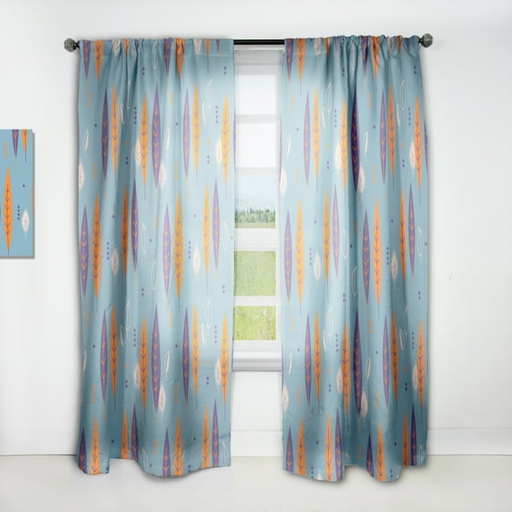 Designart 'Botanical Floral Retro Pattern II' Mid-Century Modern Curtain Panel