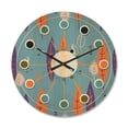 thumbnail image 1 of Designart 'Botanical Floral Retro Pattern II' Mid-Century Modern Wood Wall Clock, 1 of 5