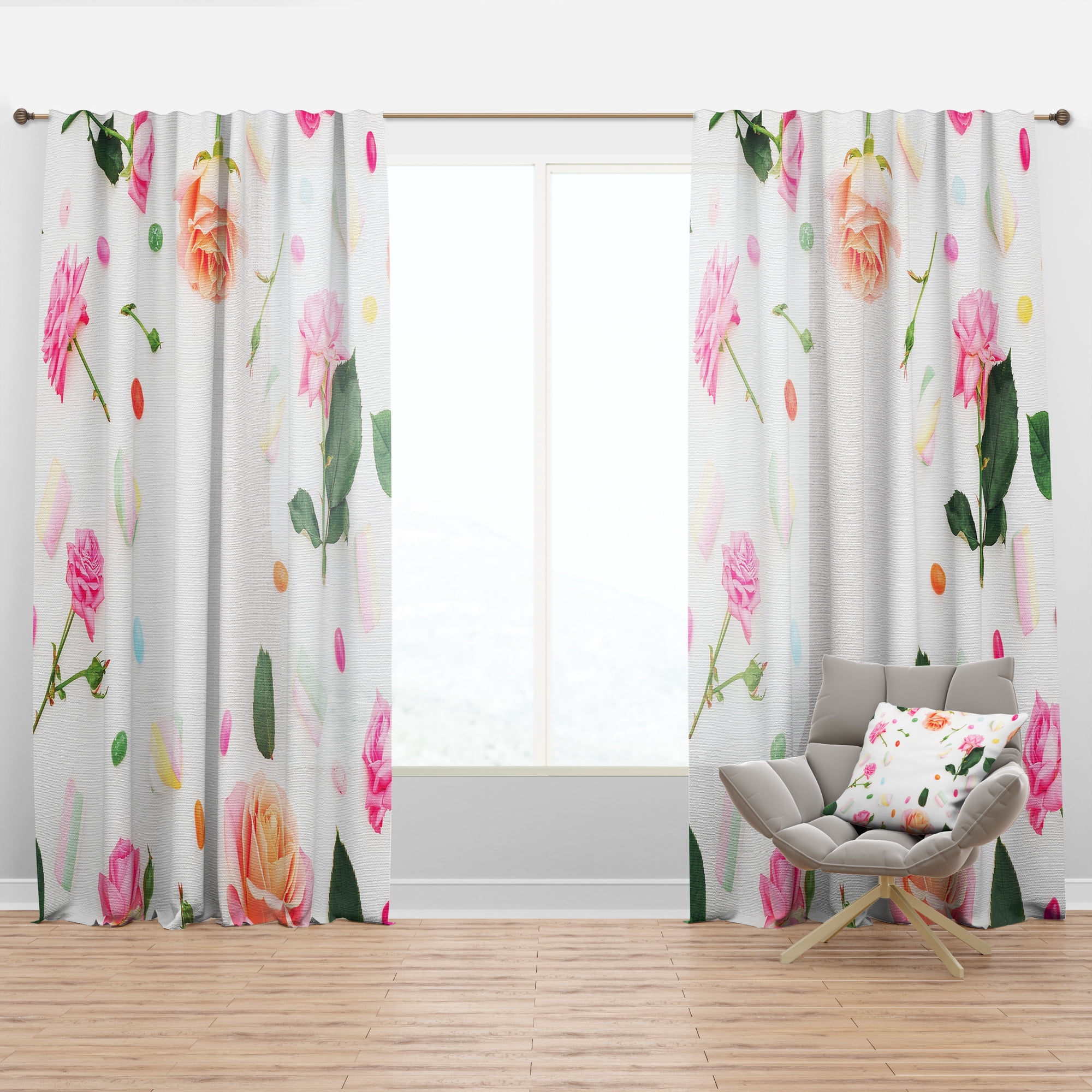 Designart 'Botanical Floral Retro VI' Mid-Century Modern Curtain Panel
