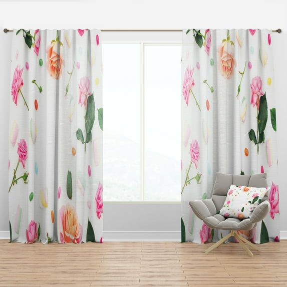 Designart 'Botanical Floral Retro VI' Mid-Century Modern Curtain Panel