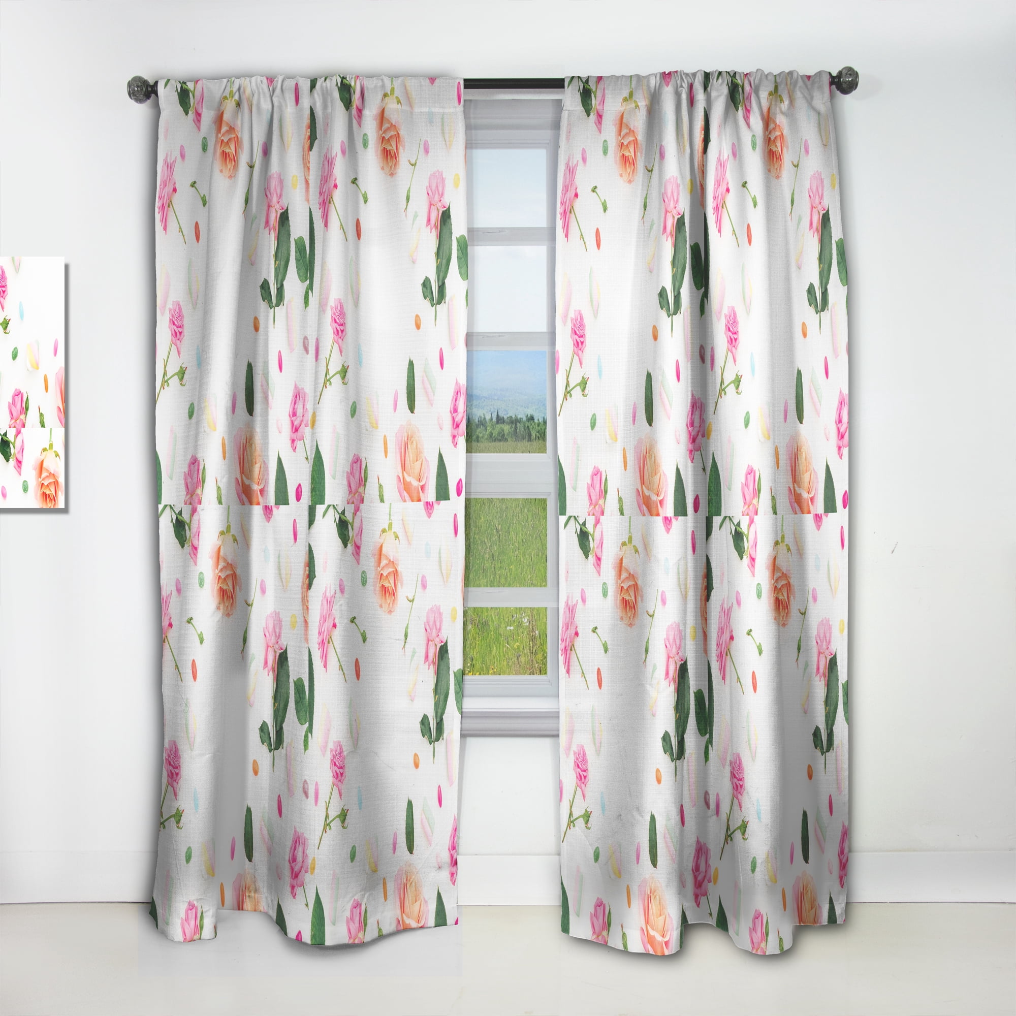 Designart 'Botanical Floral Retro VI' Mid-Century Modern Curtain Panel