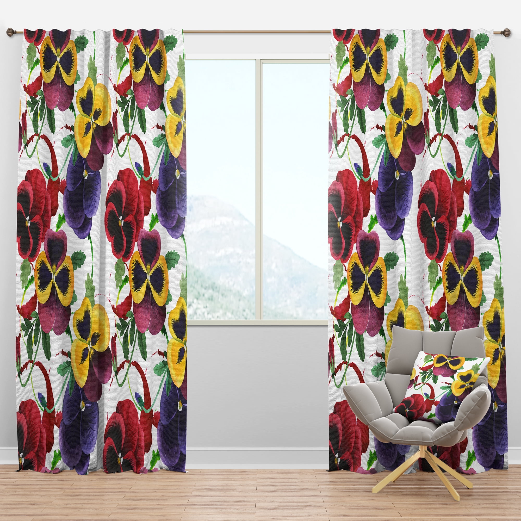Designart 'Botanical Floral Retro VIII' Mid-Century Modern Blackout Curtain Panel