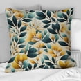 thumbnail image 1 of Designart "Botanical Harmony in Yellow and Teal" Botanical Printed Throw Pillow, 1 of 5
