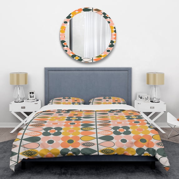Designart 'Botanical Retro Design I' Mid-Century Modern Duvet Cover Set