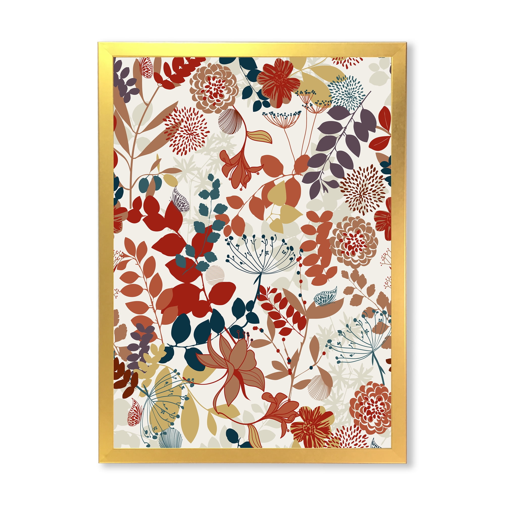Designart 'Botanical Retro Garden' Bohemian & Eclectic Framed Art Print