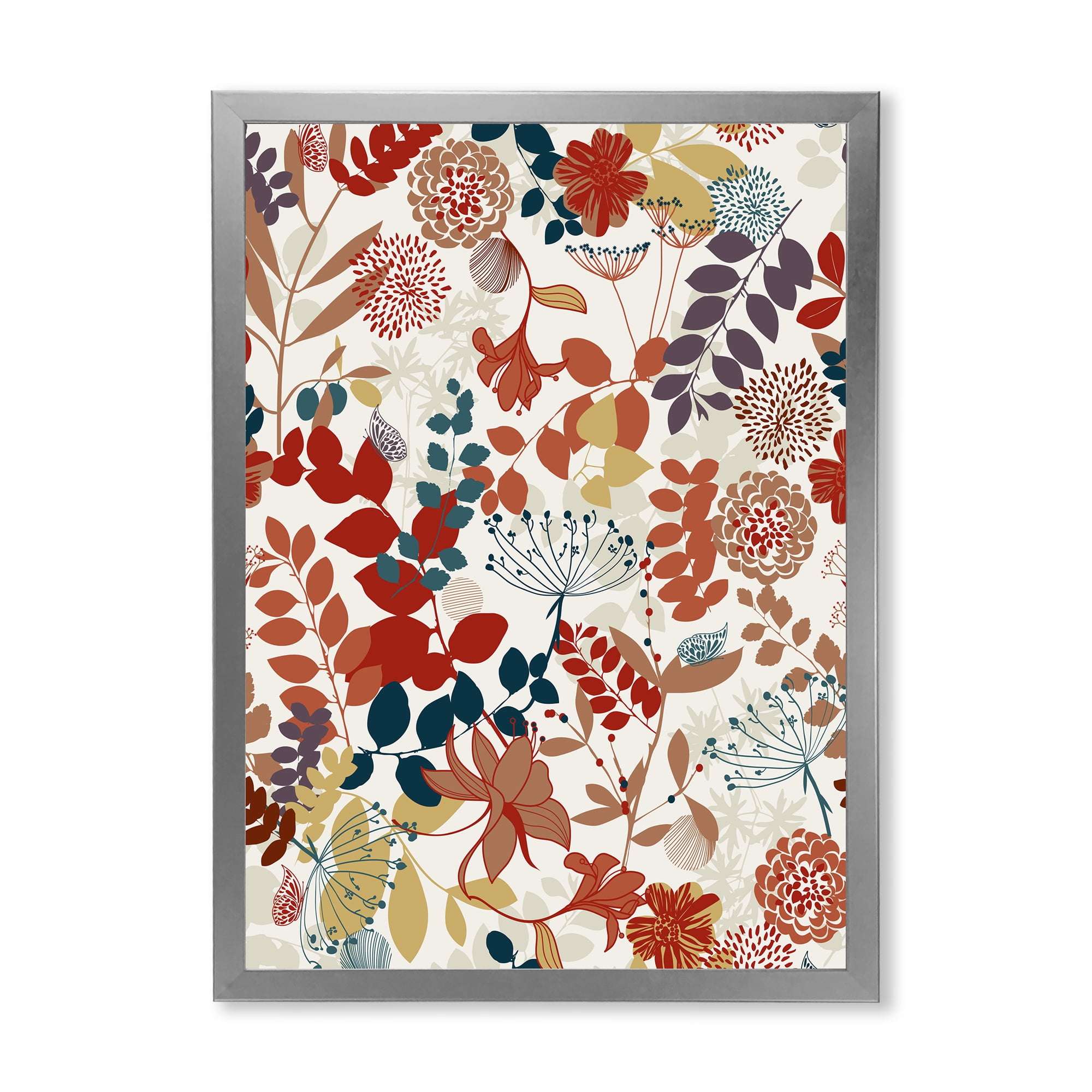 Designart 'Botanical Retro Garden' Bohemian & Eclectic Framed Art Print