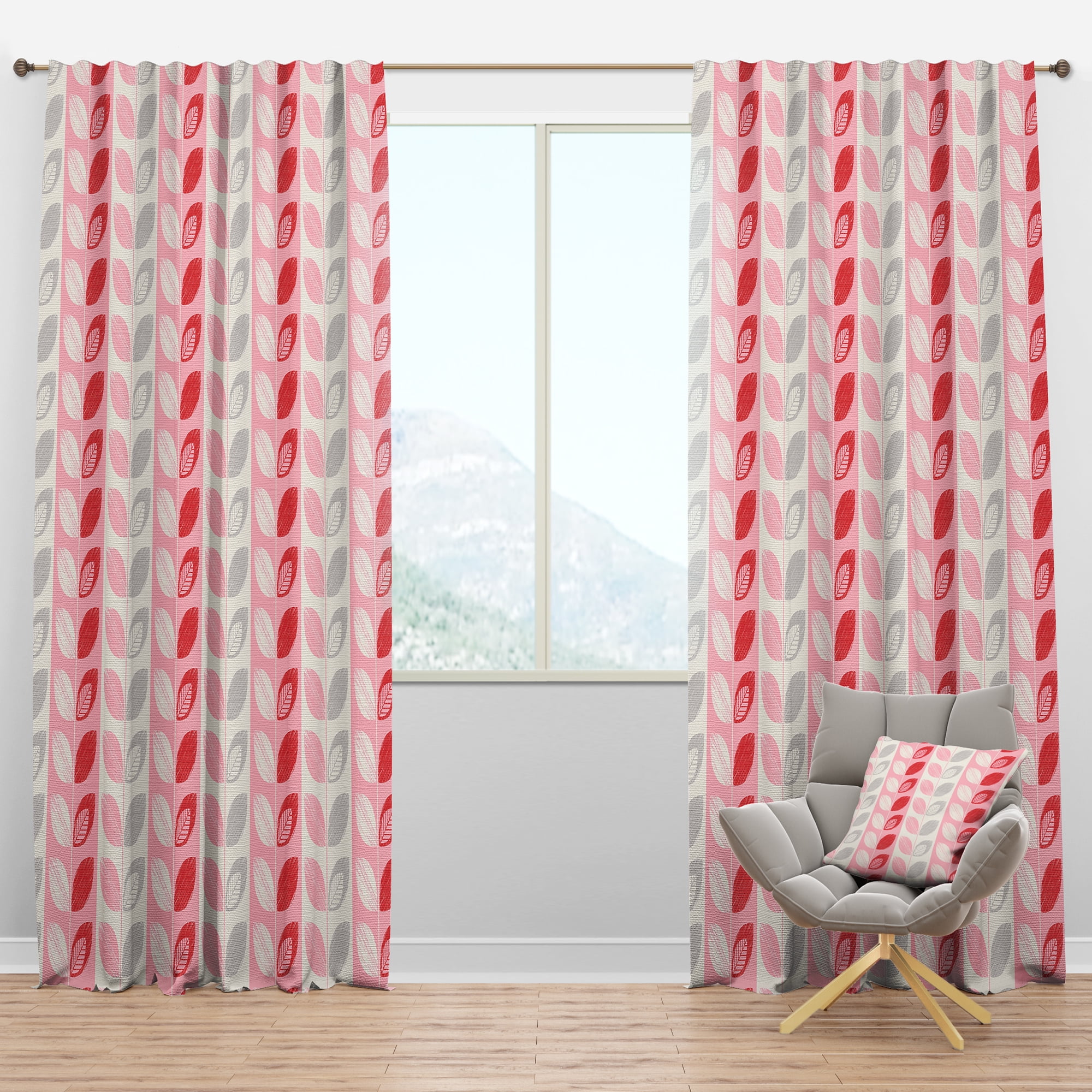 Designart 'Botanical Retro Pattern Design I' Mid-Century Modern Blackout Curtain Panel