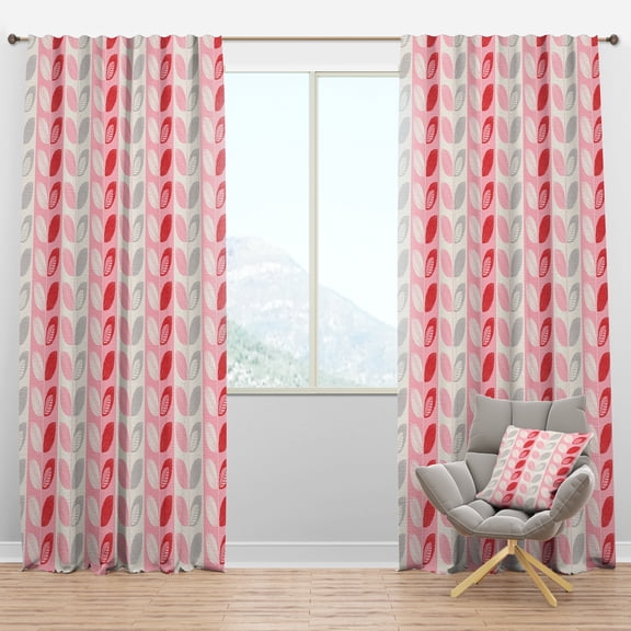 Designart 'Botanical Retro Pattern Design I' Mid-Century Modern Blackout Curtain Panel