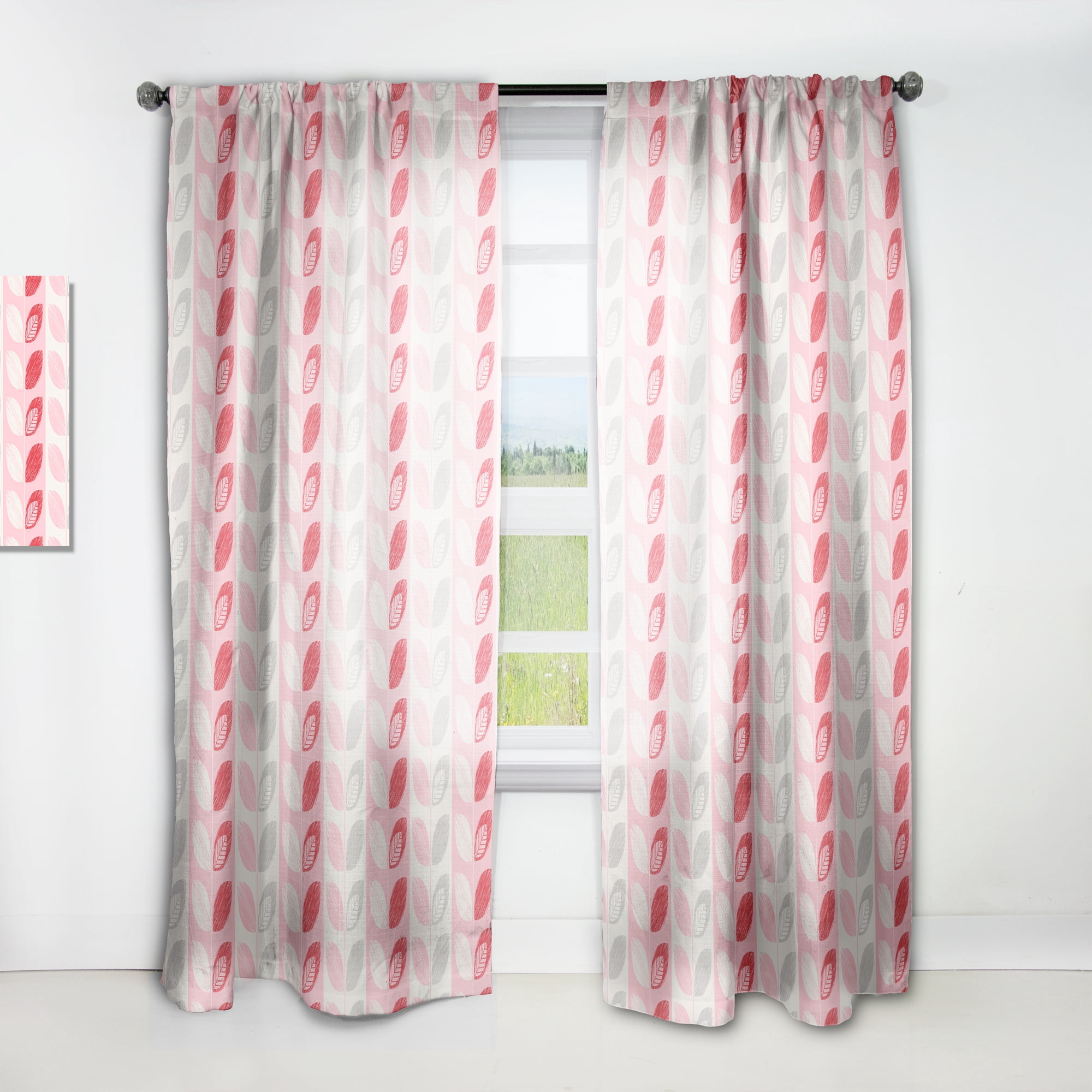 Designart 'Botanical Retro Pattern Design I' Mid-Century Modern Curtain Panel
