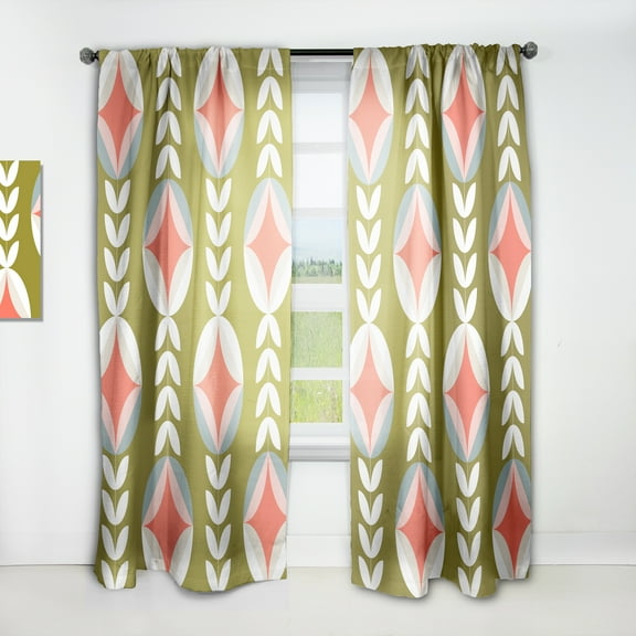 Designart 'Botanical Retro Pattern I' Mid-Century Modern Curtain Panel