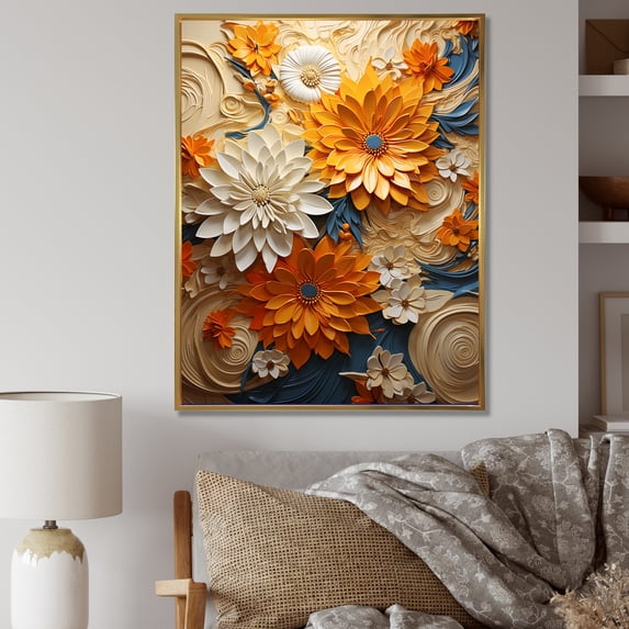 Designart "Botanical Reverie In Radiant Colors" Abstract Botanicals Floater Framed Wall Art Prints